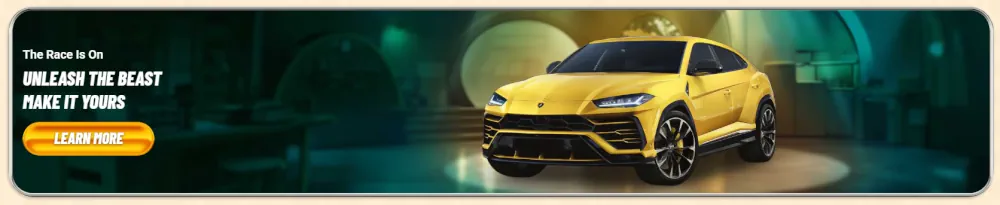 Bannière promotionnelle de SUV de luxe "Libérez la Bête" Vegasino